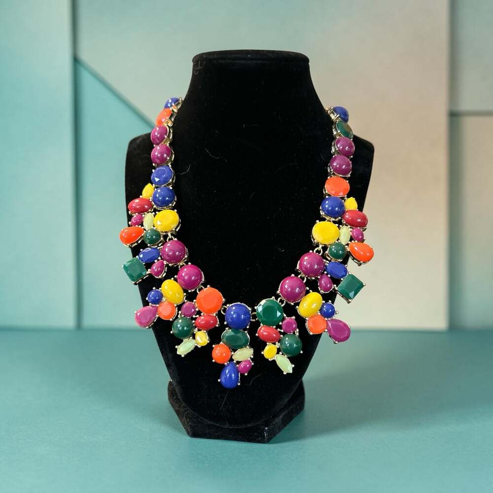 Talbots Multicolor Cabochon Statement Bib Necklace